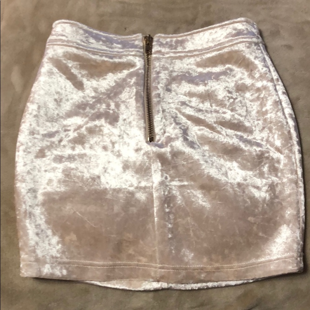 Pink velvet skirt